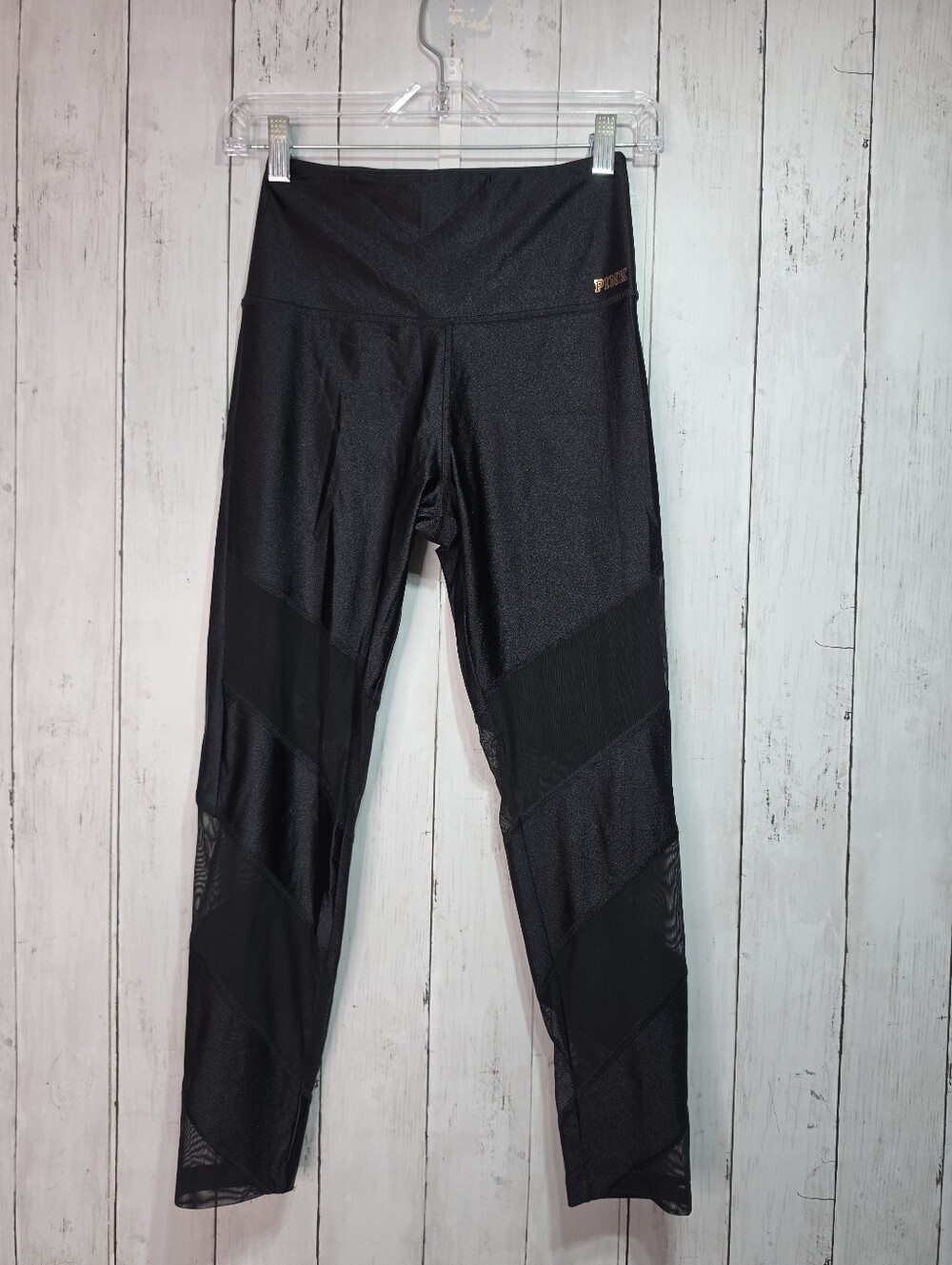 Victoria's Secret Pink Ultimate Black High Waist Mesh Ankle Legging Size Small.